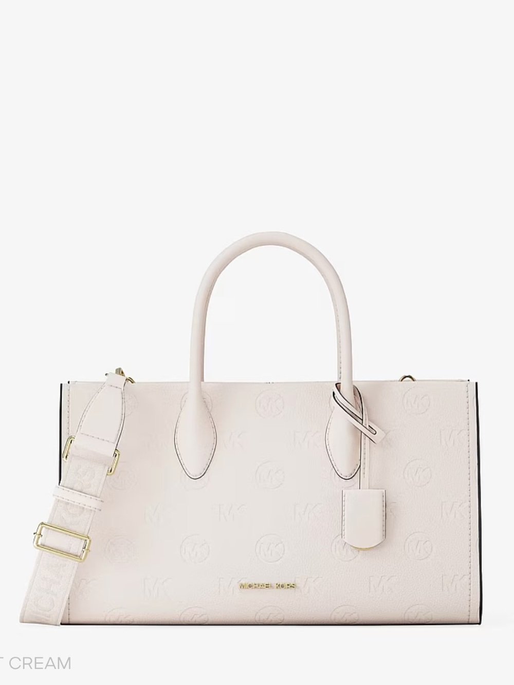 MICHAEL KORS Mirella Medium EW Top Zip Logo Debossed Satchel Shoulder Tote NWT